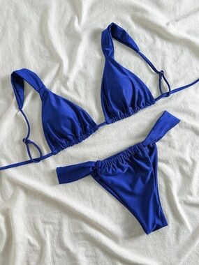 SHEIN Royal Blue Triangle Tie-Side Bikini